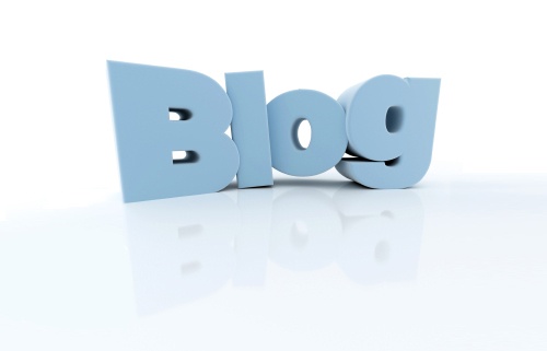 3D rendering of the word blog in blue letters